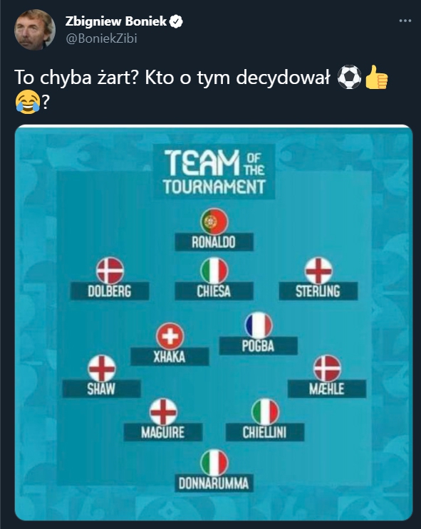 Tak Zbigniew Boniek skomentował XI Euro 2020! :D